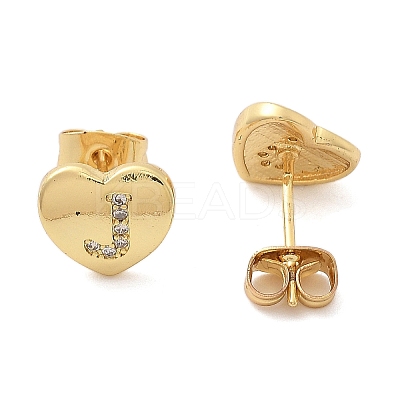 Rack Plating Brass Micro Pave Clear Cubic Zirconia Stud Earrings EJEW-K299-01G-J-1