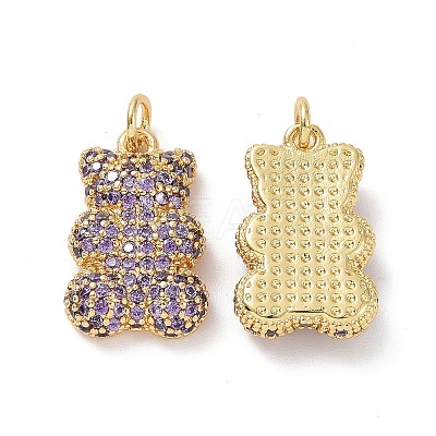 Brass Micro Pave Cubic Zirconia Pendants ZIRC-F134-23G-01-1