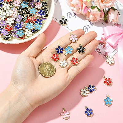 20Pcs Alloy Enamel 5-Petal Flower Connector Charms FIND-YW0009-33A-1