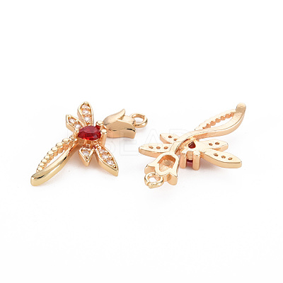 Rack Plating Brass Micro Pave Clear Cubic Zirconia Pendants KK-T060-66C-RS-1