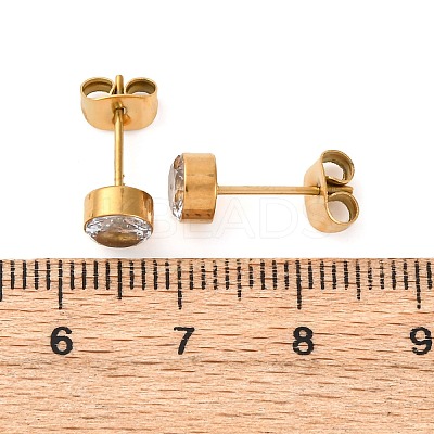 304 Stainless Steel Clear Cubic Zirconia Stud Earrings EJEW-Q044-07G-1