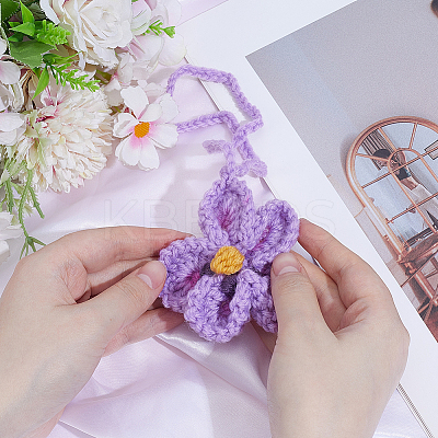 Handmade Polyester Flower Pendant Decorations HJEW-WH20020-011A-1
