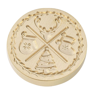 Christmas Series Wax Seal Brass Stamp Head AJEW-M037-01G-28-1