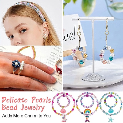 2 Sets 2 Styles DIY Round ABS Plastic Imitation Pearl and Glass Pearl Beads Bracelets Making Kits DIY-YW0012-65-1