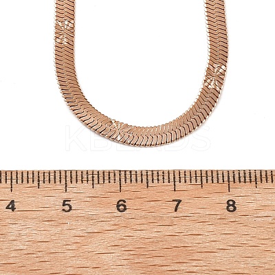 4MM 304 Stainless Steel Flower Herringbone Chain Necklaces for Women NJEW-B131-08RG-1