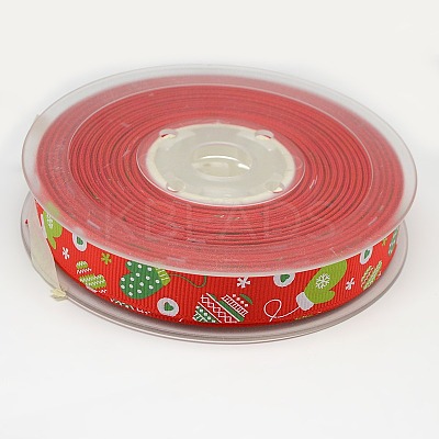 Christmas Gloves Printed Grosgrain Ribbon for Christmas Gift Package SRIB-D009-9mm-01-1