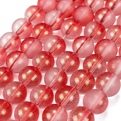 Frosted Transparent Glass Bead Strands GLAA-P065-8mm-06-1