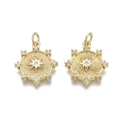 Brass Micro Pave Clear Cubic Zirconia Pendants KK-R133-026-NF-1