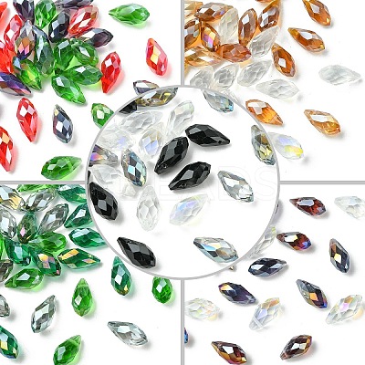 30Pcs 3 Colors Electroplate Glass Faceted Teardrop Beads EGLA-YW0001-86A-1