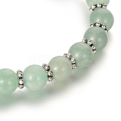Trendy Natural Green Aventurine Beaded Acrylic Charm Bracelets X-BJEW-JB01792-04-1