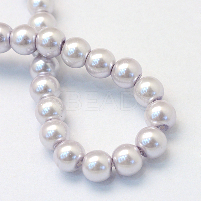 Baking Paint Pearlized Glass Pearl Round Bead Strands X-HY-Q330-8mm-25-1