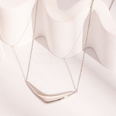 304 Stainless Steel V Shaped Pendant Necklaces for Women NJEW-Z086-01P-1