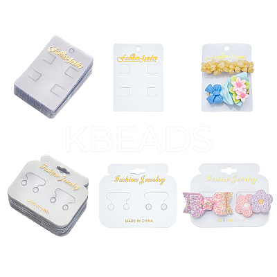 200Pcs 2 Styles Plastic Hair Clip & Hair Tie Display Cards CDIS-OC0001-06-1