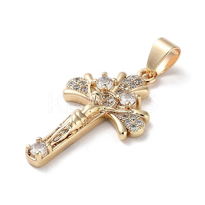Brass Micro Pave Clear Cubic Zirconia Pendants KK-A212-11E-G-1
