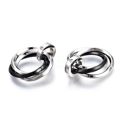 Ion Plating(IP) 201 Stainless Steel Interlocking Ring Pendants STAS-N099-01B-1