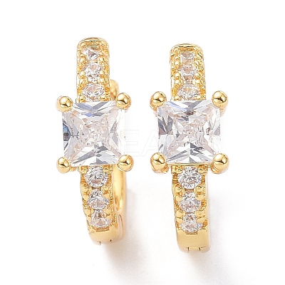 Brass Inlaid Cubic Zirconia Hoop Earrings ZIRC-P090-16G-D-1