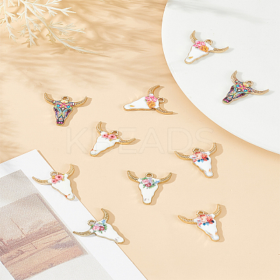 10Pcs 5 Colors Alloy Enamel Pendants FIND-LP0002-25-1