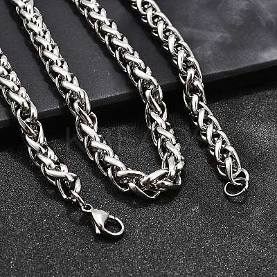 Non-Tarnish Fashionable 304 Stainless Steel Wheat Chain Necklaces X-STAS-A028-N003P-1