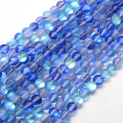 Synthetic Moonstone Beads Strands G-F142-6mm-08-1