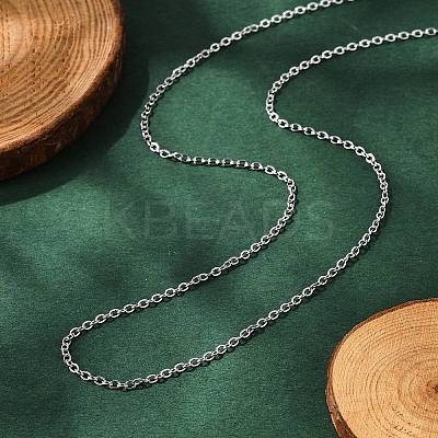 Classic Plain 304 Stainless Steel Mens Womens Cable Chain Necklaces STAS-UN0017-38P-A-1