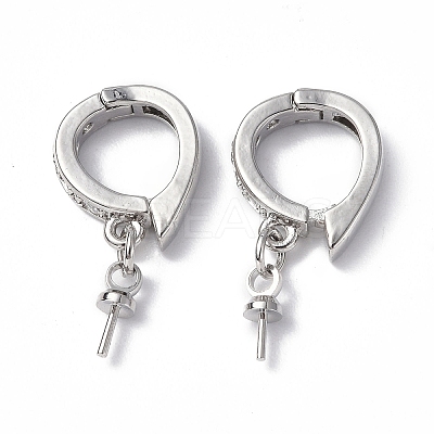 Brass Micro Pave Clear Cubic Zirconia Twister Clasps KK-P223-39P-1