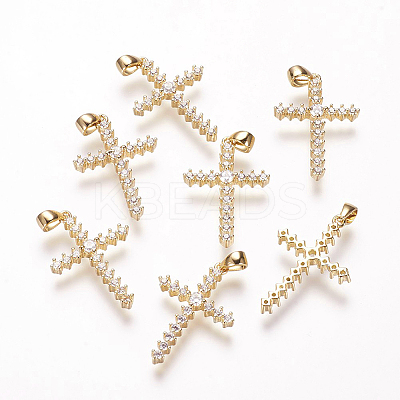 Brass Micro Pave Cubic Zirconia Pendants ZIRC-E108-10G-NR-1