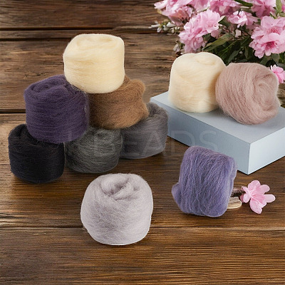50G 10 Styles Needle Felting Wool Roving DIY-TA0012-77-1