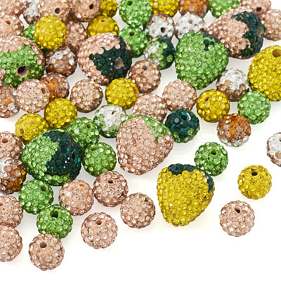 64Pcs Handmade Polymer Clay Rhinestone Beads CLAY-BT0001-15-1