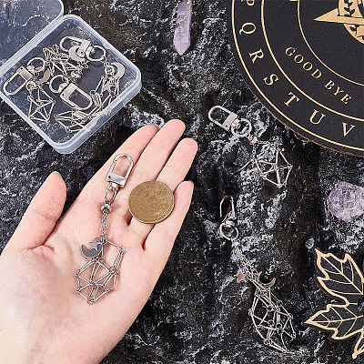 6Pcs Brass Macrame Pouch Empty Stone Holder Pendant Decoration HJEW-PH02189-1