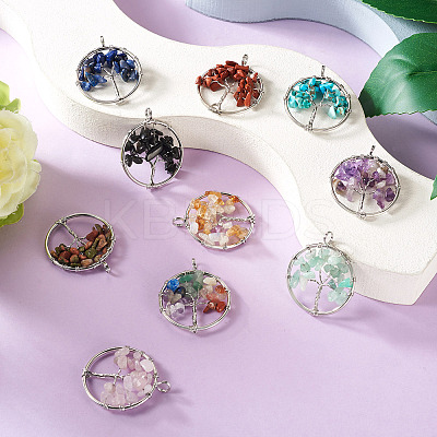 10Pcs 10 Styles Natural & Synthetic Gemstone Pendants G-YS0001-23-1