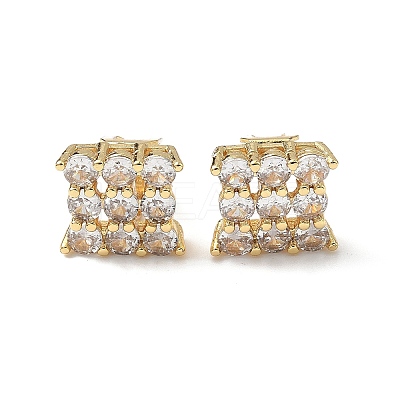 Brass Micro Pave Clear Cubic Zirconia Clip-on Earrings EJEW-A132-02C-G-1