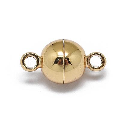 Rack Plating Brass Magnetic Clasps with Loops KK-F801-02A-G-1