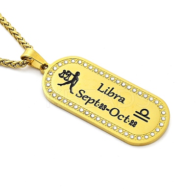 Constellation 304 Stainless Steel Micro Pave Clear Cubic Zirconia Wheat Chain Pendant Necklaces for Women Men LS-NJEW-U007-01I-1