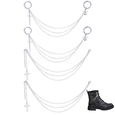 4Pcs 2 Styles Brass Chain Boot Strap Chains HJEW-DR00219-1