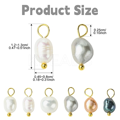 10Pcs Natural Cultured Freshwater Pearl Rice Charms PALLOY-YW00075-1