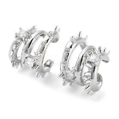 Brass Micro Pave Cubic Zirconia Cuff Earrings for Women EJEW-D086-11P-1