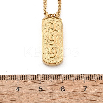 304 Stainless Steel Rectangle Number Pendant Necklaces NJEW-D300-01G-09-1