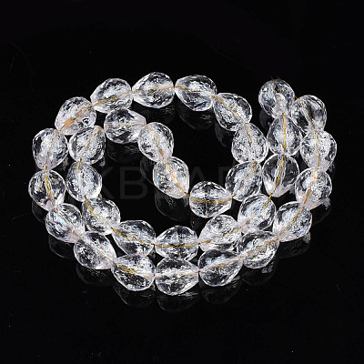 Transparent Crackle Glass Beads Strands GLAA-N051-04-1
