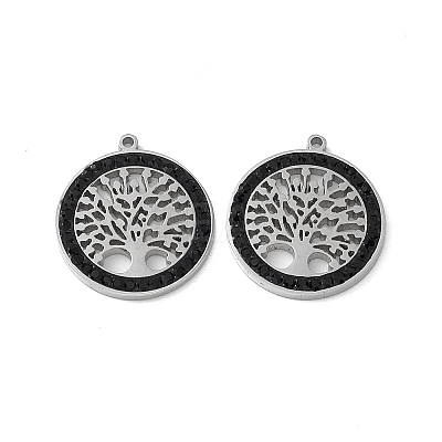 201 Stainless Steel Rhinestone Pendants STAS-J401-VC777-1