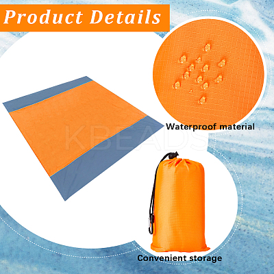 Square Waterproof Polyester Picnic Mat with 4 Stakes AJEW-WH20080-37B-1