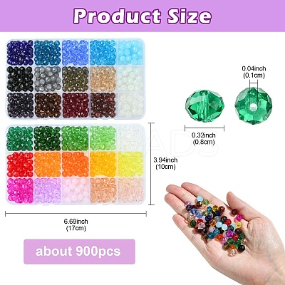 Rondelle Glass & Alloy Rhinestone Spacer Beads Jewelry Making Findings Kits DIY-YW0011-13-1