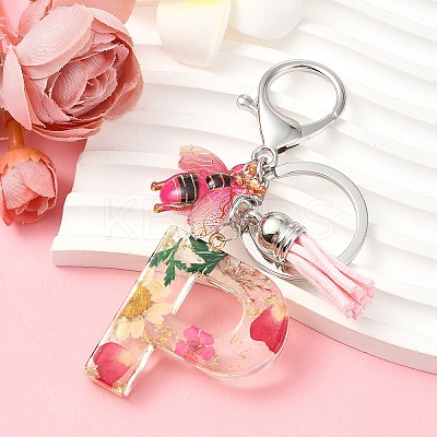 Resin & Acrylic & Faux Suede Tassel Keychain KEYC-YW00125-16-1