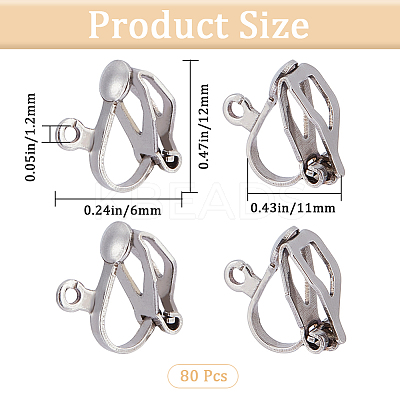 80Pcs 304 Stainless Steel Clip-on Earring Findings STAS-SP0001-25P-1