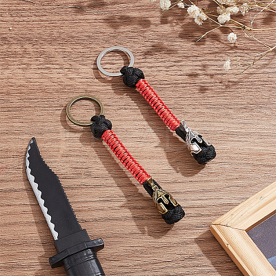 2Pcs 2 Colors Handmade Spartan Nylon Parachute Cord Keychain for Men KEYC-DR0001-13-1