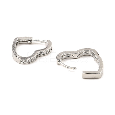 Brass Micro Pave Cubic Zirconia Hoop Earring EJEW-D078-23P-1