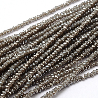 Faceted Rondelle Full Rainbow Plated Electroplate Glass Beads Strands EGLA-M004-2mm-A13-1