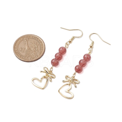 Natural Strawberry Quartz Dangle Earring EJEW-JE05911-1