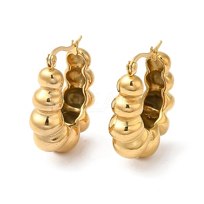 Ion Plating(IP) 304 Stainless Steel Croissant Hoop Earrings EJEW-K244-35G-1