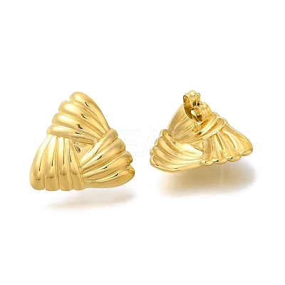 Ion Plating(IP) 304 Stainless Steel Textured Triangle Stud Earrings for Women EJEW-S227-58G-1