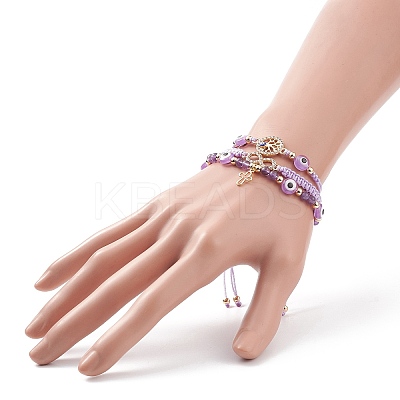 3Pcs 3 Style Resin Evil Eye Braided Bead Bracelets Set BJEW-JB08811-1